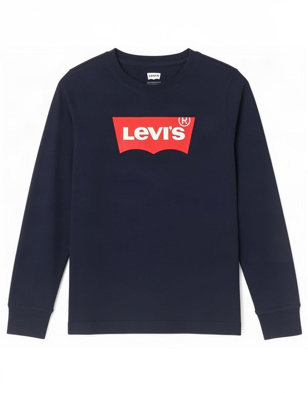 Levi's Jungen Grafik-Oberteil, langärmlig, 7–8 Jahre, marineblaue Baumwolle