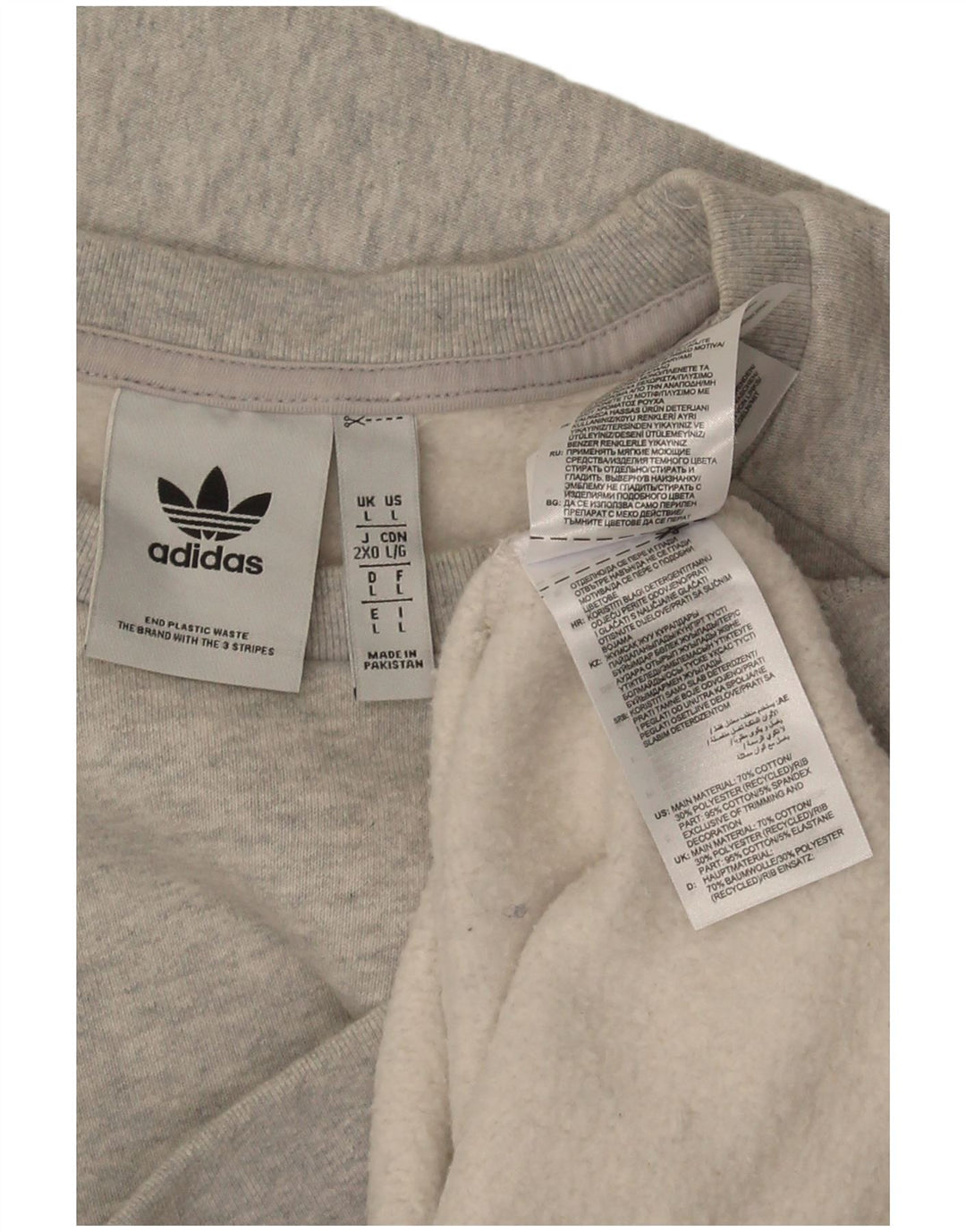Adidas Herren-Sweatshirt-Pullover, große, grau gefleckte Baumwolle