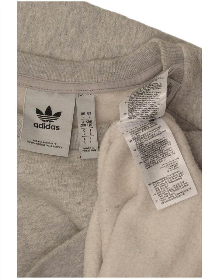 Adidas Herren-Sweatshirt-Pullover, große, grau gefleckte Baumwolle