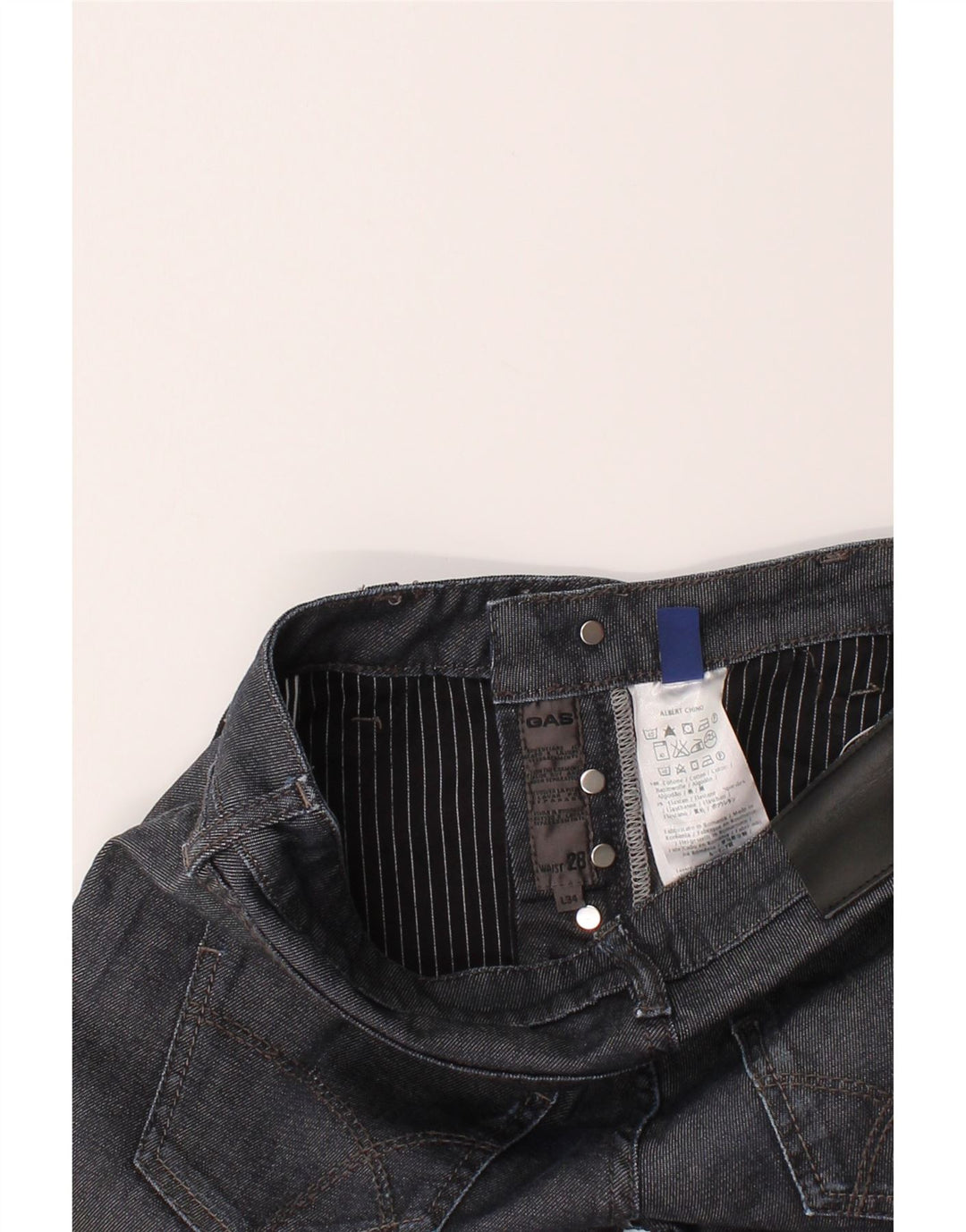 GAS Womens Straight Jeans W28 L29 Navy Blue Cotton Vintage Gas and Second-Hand Gas from Messina Hembry 