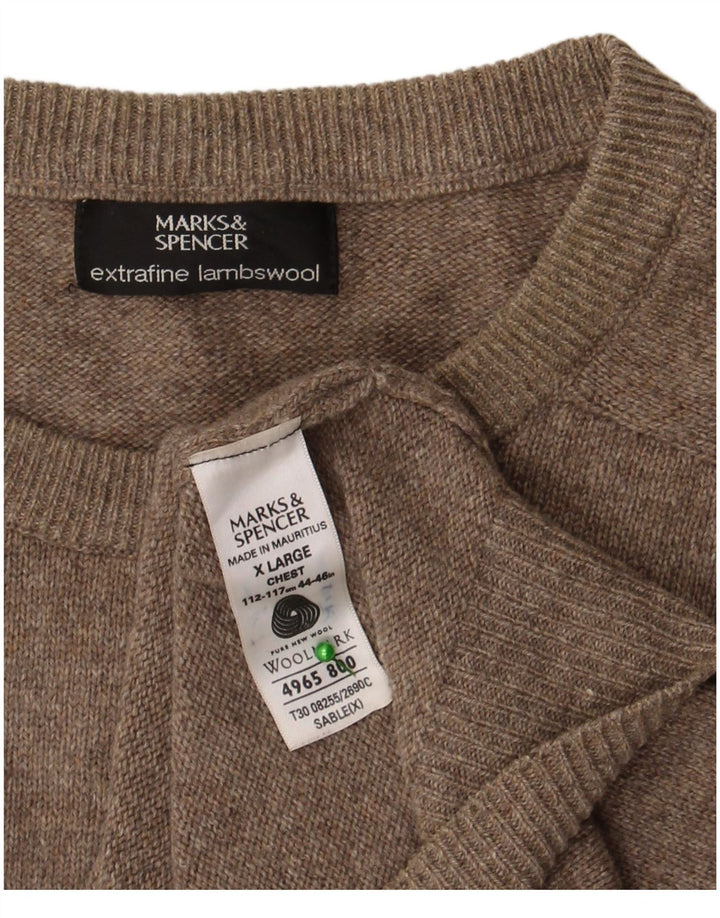 Marks & Spencer Herren-Pullover mit U-Boot-Ausschnitt, XL, braune Lammwolle