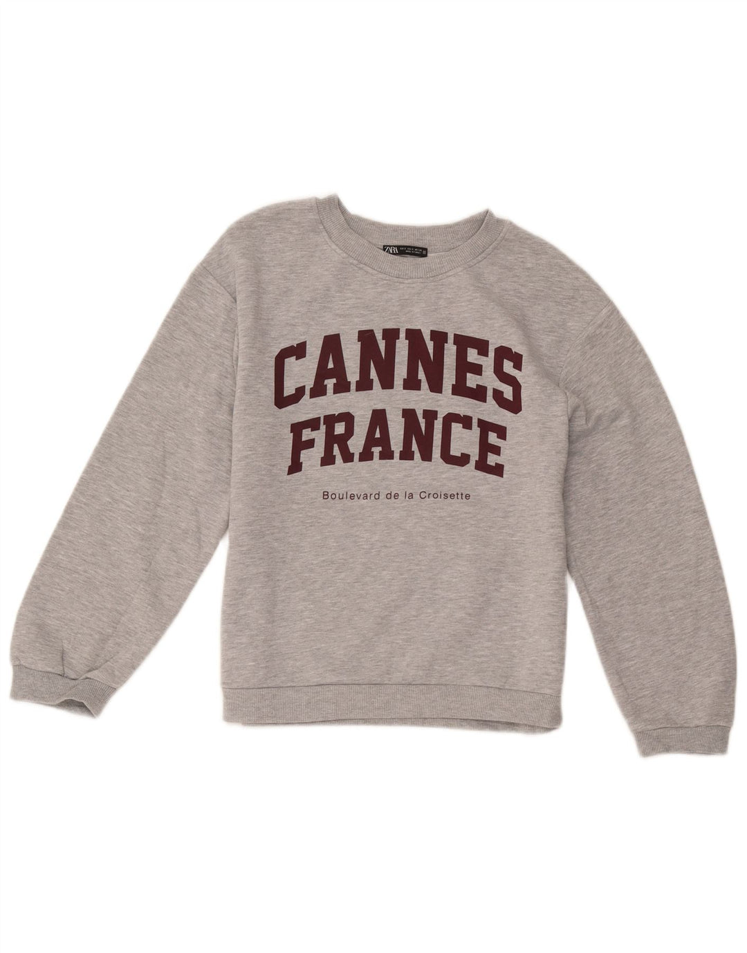 Zara Damen Grafik-Sweatshirt-Pullover UK 10 Small Grau meliert