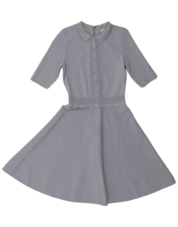 Ted Baker Damen-Swingkleid mit 1/2-Ärmeln, Größe 1 XS, blaue Viskose
