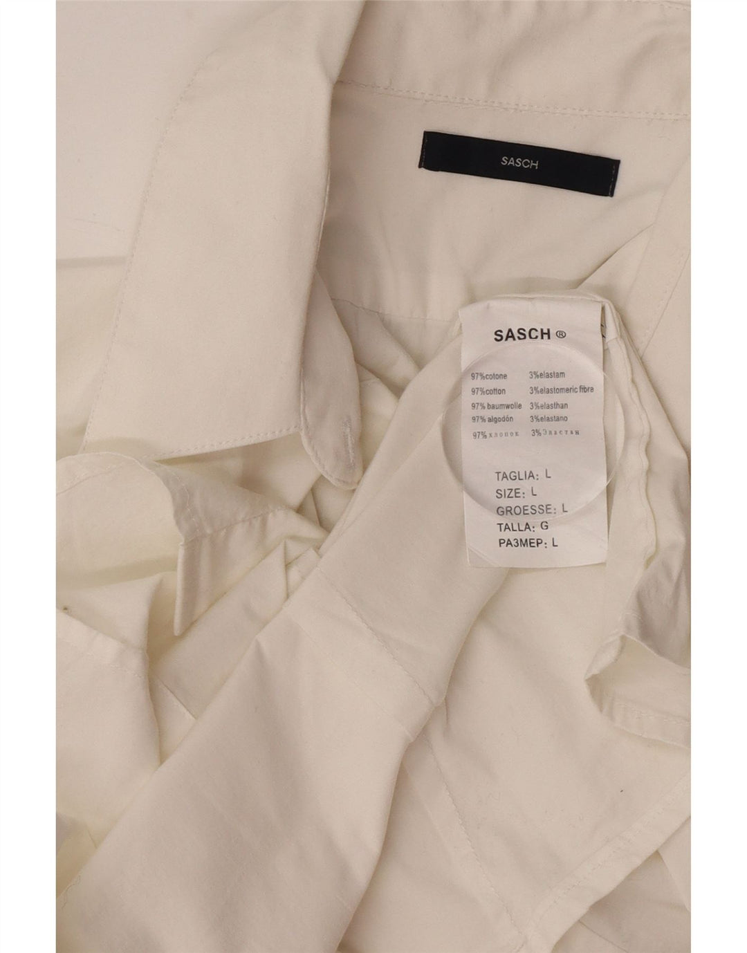 Sasch Damen Kurzarmhemd UK 14 Large Weiße Baumwolle