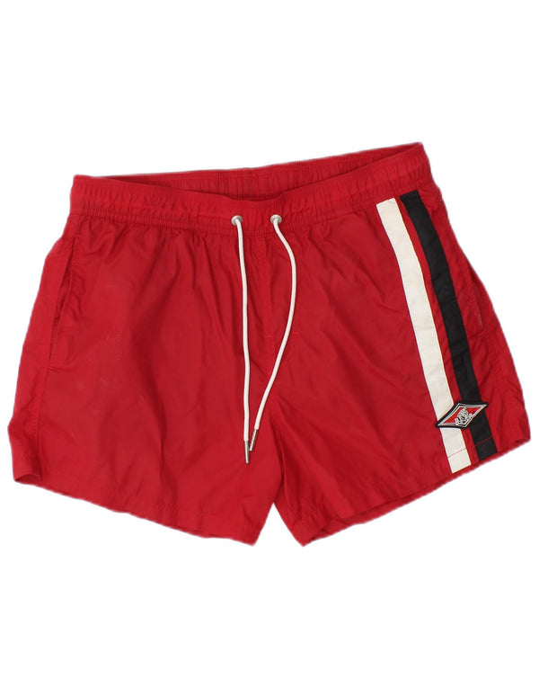 Bear Mens Swimming Shorts Medium Red Colourblock Nylon