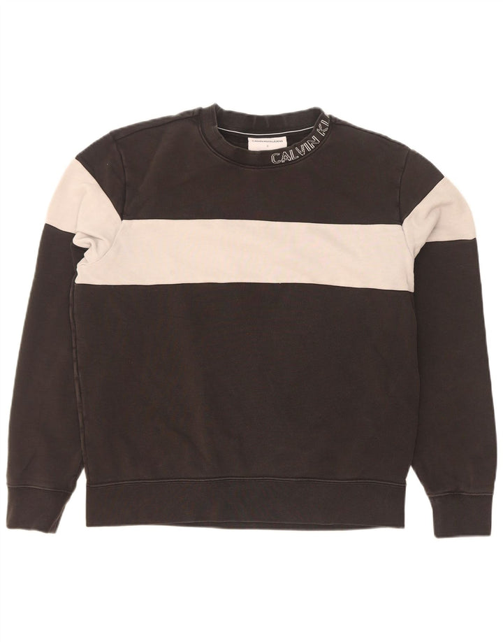 Calvin Klein Herren-Sweatshirt mit Grafik, Größe S, schwarze Baumwolle