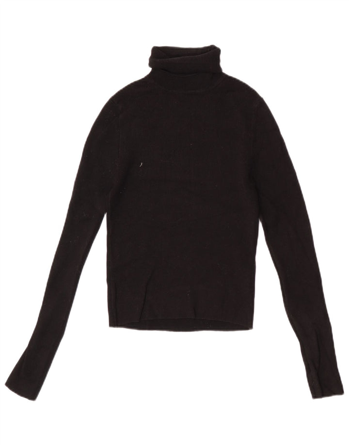Zara Damen Crop Rollkragenpullover Pullover UK 12 Mittelschwarze Viskose