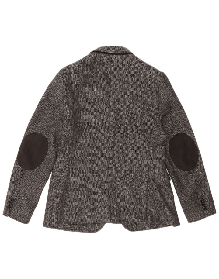 Zara Herren-Blazer mit 2 Knöpfen, EU 52, großes graues Fischgrätenmuster