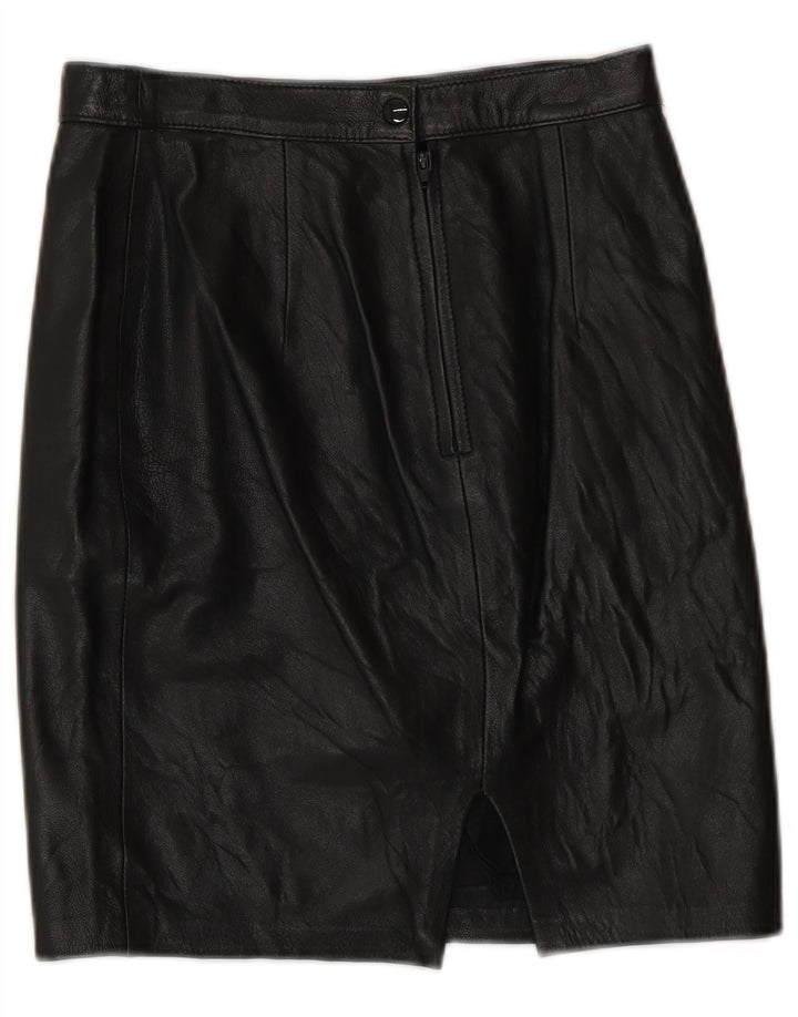 Vintage Damen Lederrock IT 42 Medium W26 Schwarz