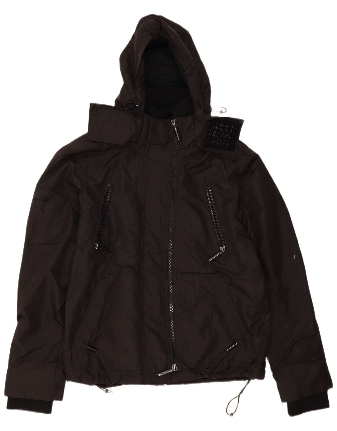 SUPERDRY Herren-Windbreakerjacke mit Kapuze, UK 42, XL, Schwarz, Polyester