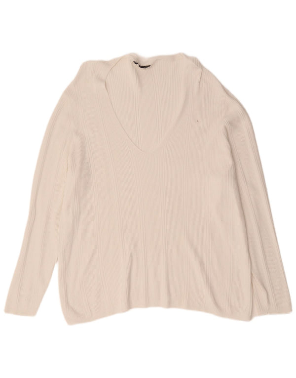 Marks & Spencer Damen-Pullover mit V-Ausschnitt, UK 24 4XL, Weiß