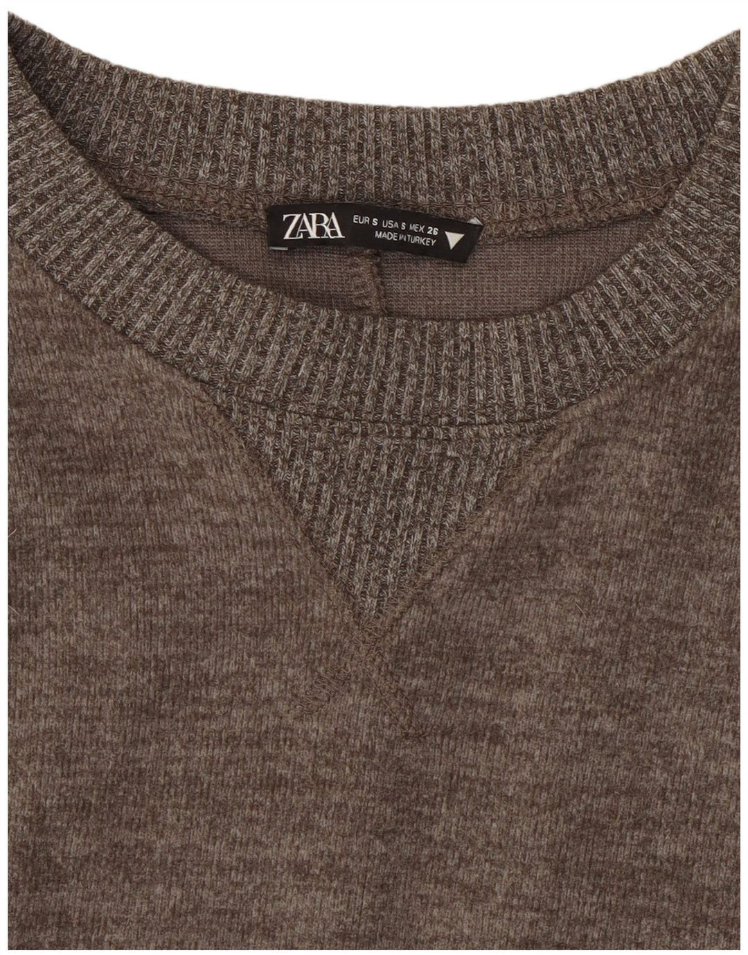 Zara Damen Crop Top Langarm UK 10 Small Grau meliert