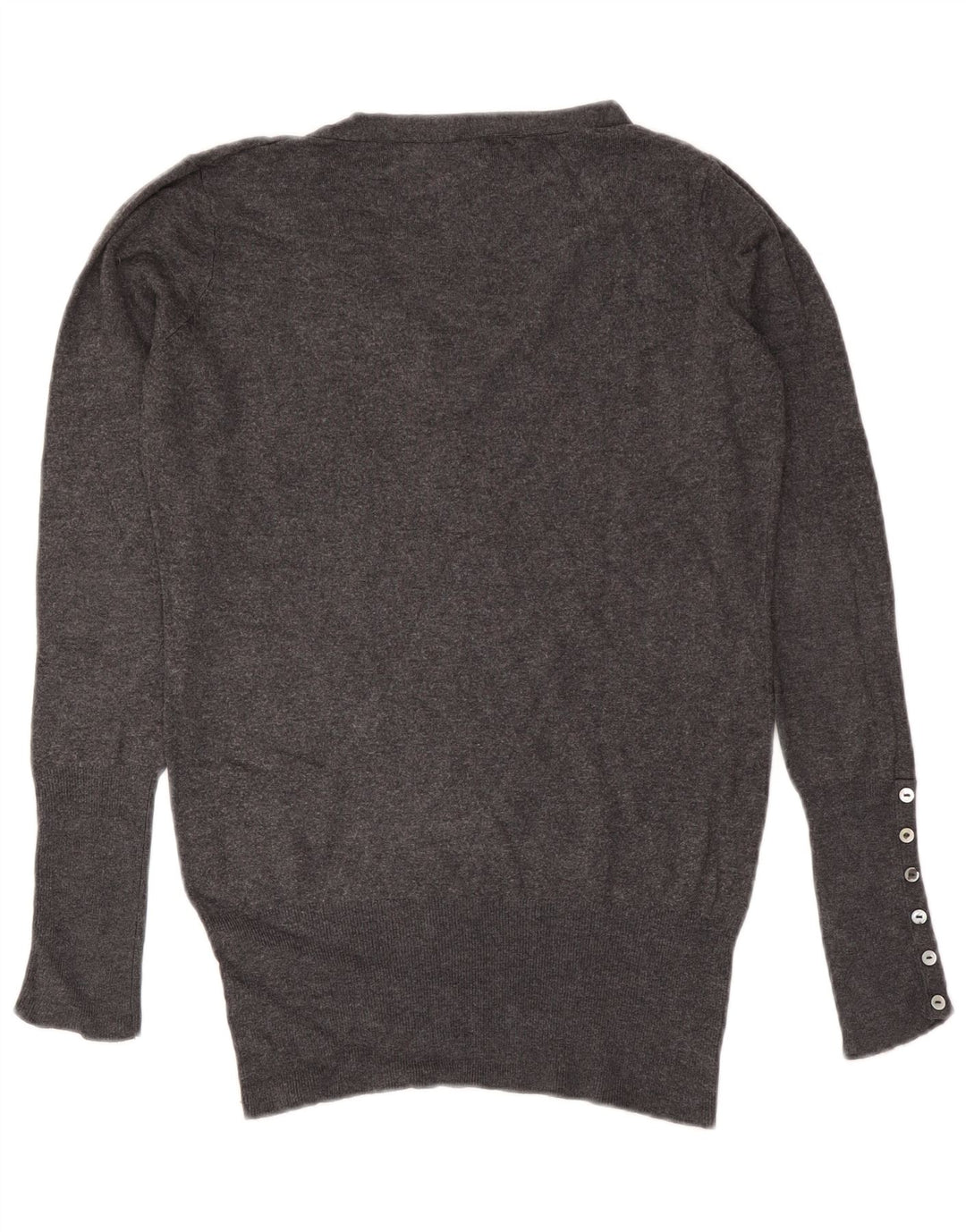 ZARA Damen-Pullover mit V-Ausschnitt, Gr. 14, mittelgraues Viskose