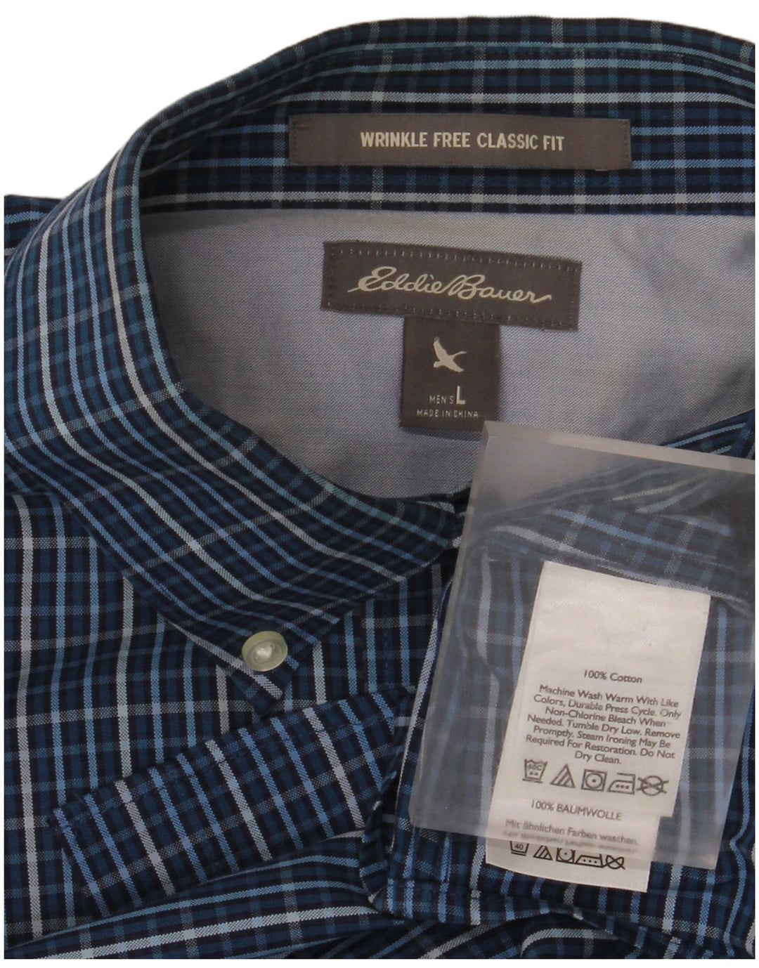 Eddie Bauer Herren-Hemd mit klassischer Passform, groß, blau kariert, Baumwolle