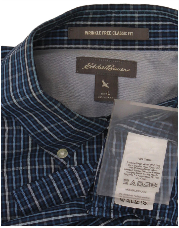 Eddie Bauer Herren-Hemd mit klassischer Passform, groß, blau kariert, Baumwolle
