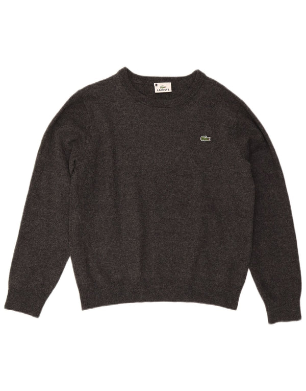 Lacoste Damen-Pullover mit U-Boot-Ausschnitt, UK 14, mittelgraue Wolle