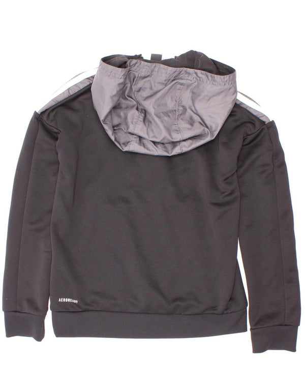 Adidas Jungen Aeroready Kapuzenpullover mit Reißverschluss, 9–10 Jahre, Schwarz, Farbblock
