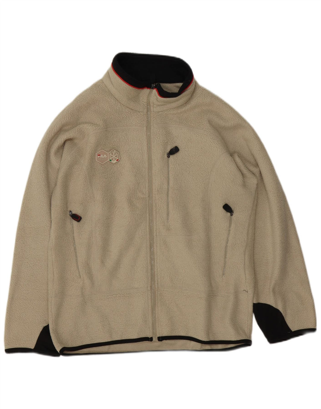 Fila Herren Fleecejacke UK 36 Small Beige Colourblock Polyester