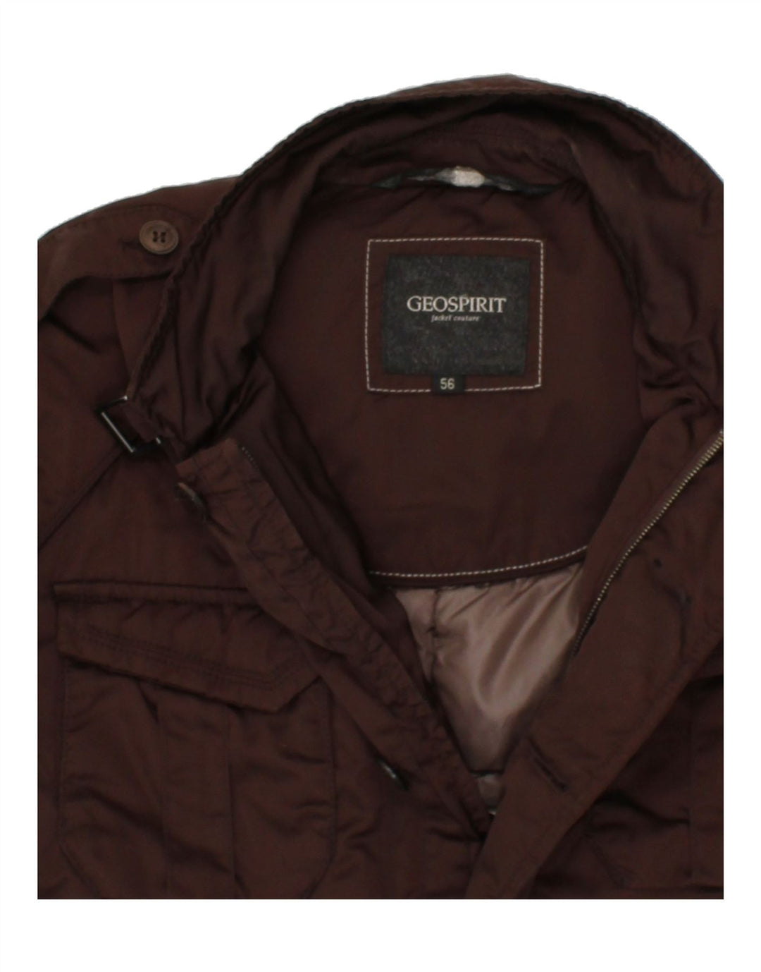 GEO SPIRIT Herren-Militär-Jacke, gepolstert, Größe 56, 3XL, kastanienbraunes Polyester