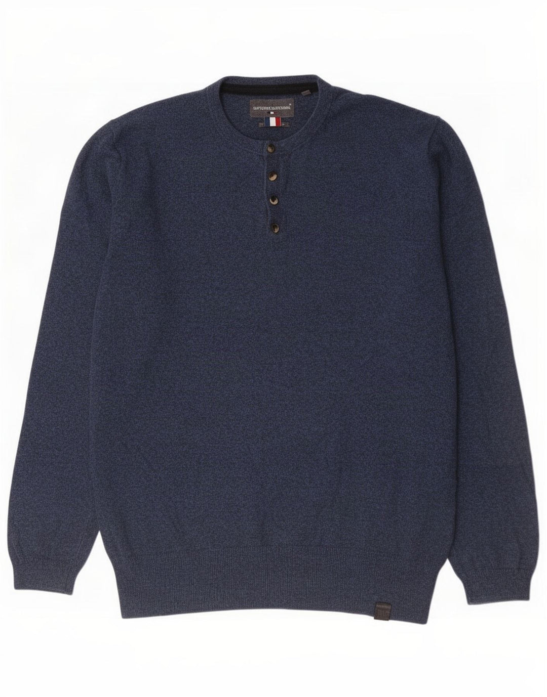 Superdry Herren-Pullover mit Knopfkragen, XL, blaue Baumwolle