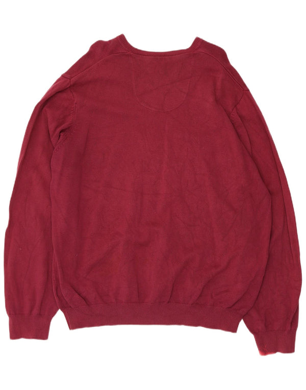 Marks & Spencer Herren-Pullover, reguläre Passform, V-Ausschnitt, 2XL, Burgunderrot, Baumwolle