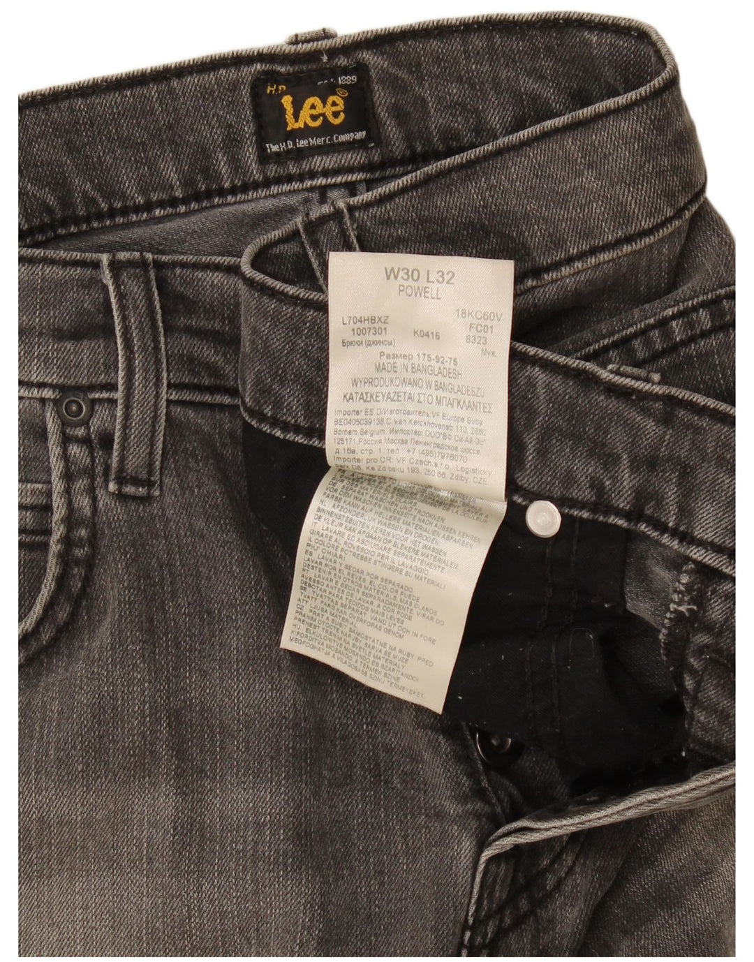 Lee Damen Powell Slim Jeans W30 L32 Graue Baumwolle