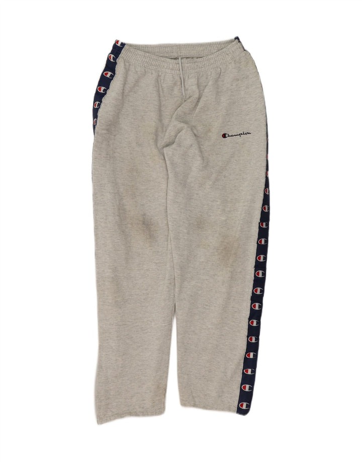 CHAMPION Mens Graphic Tracksuit Trousers Large  Grey Cotton