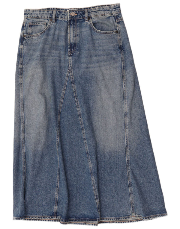Zara Damen-Jeansrock mit hoher Taille, XL, W32, blaue Baumwolle