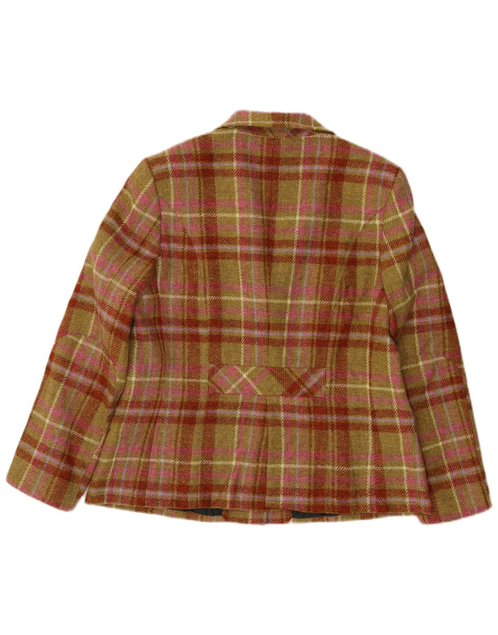 Vintage Damen 3-Knopf-Blazerjacke IT 50 XL Mehrfarbig kariert