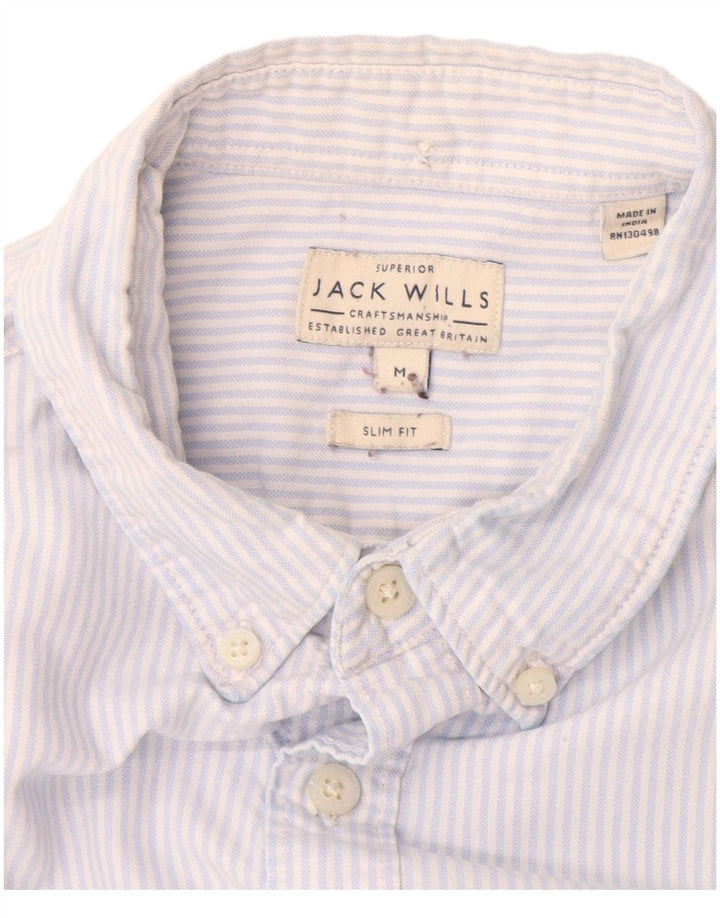 Jack Wills Slim-Fit-Hemd für Herren aus mittelblauer Nadelstreifen-Baumwolle