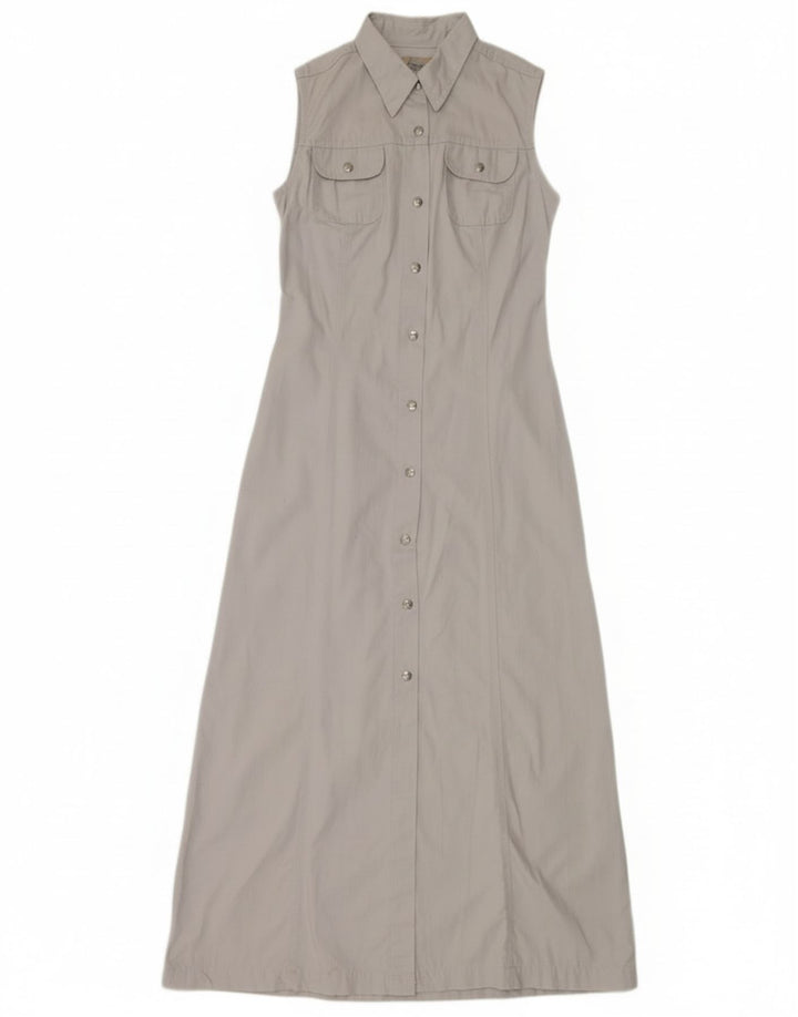 Nexos Damen Ärmelloses Maxi-Hemdkleid UK 12 Mittelgraue Baumwolle