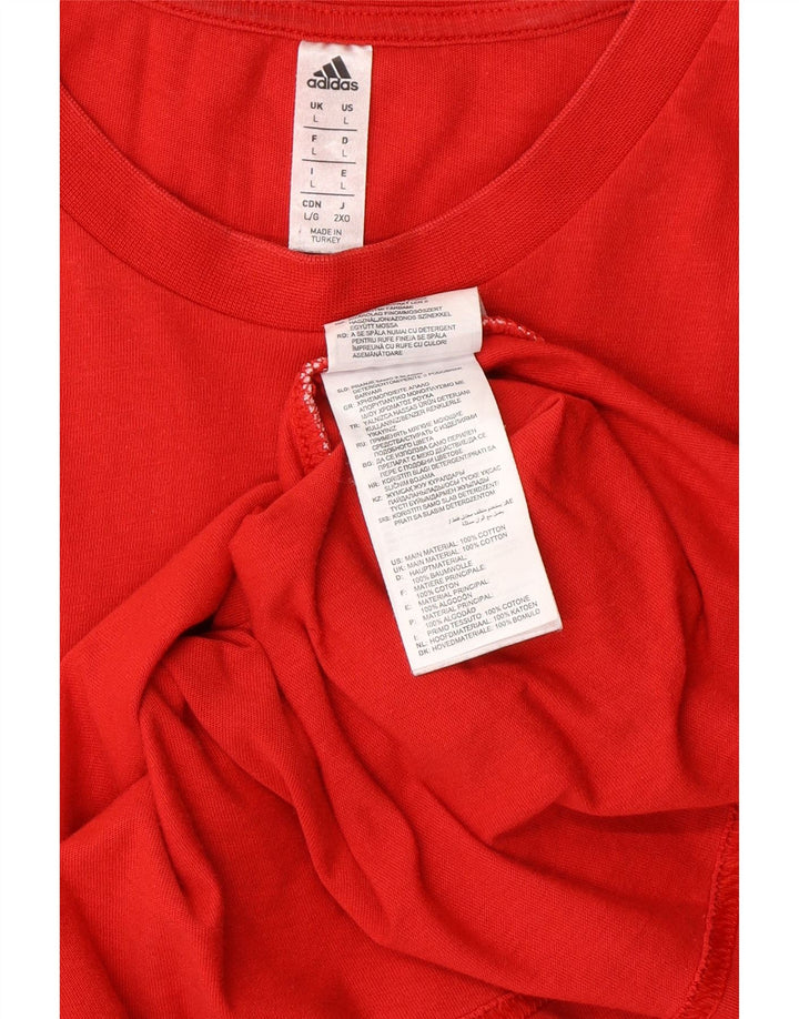 ADIDAS Mens T-Shirt Top Large Red Cotton Vintage Adidas and Second-Hand Adidas from Messina Hembry 
