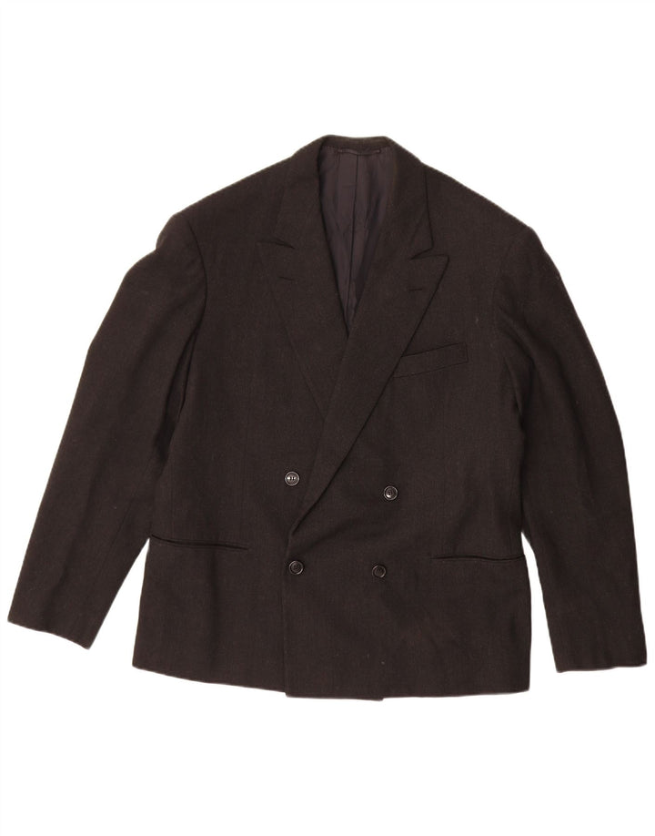 Vintage Herren Zweireiher Blazer Jacke UK 38 Medium Schwarz
