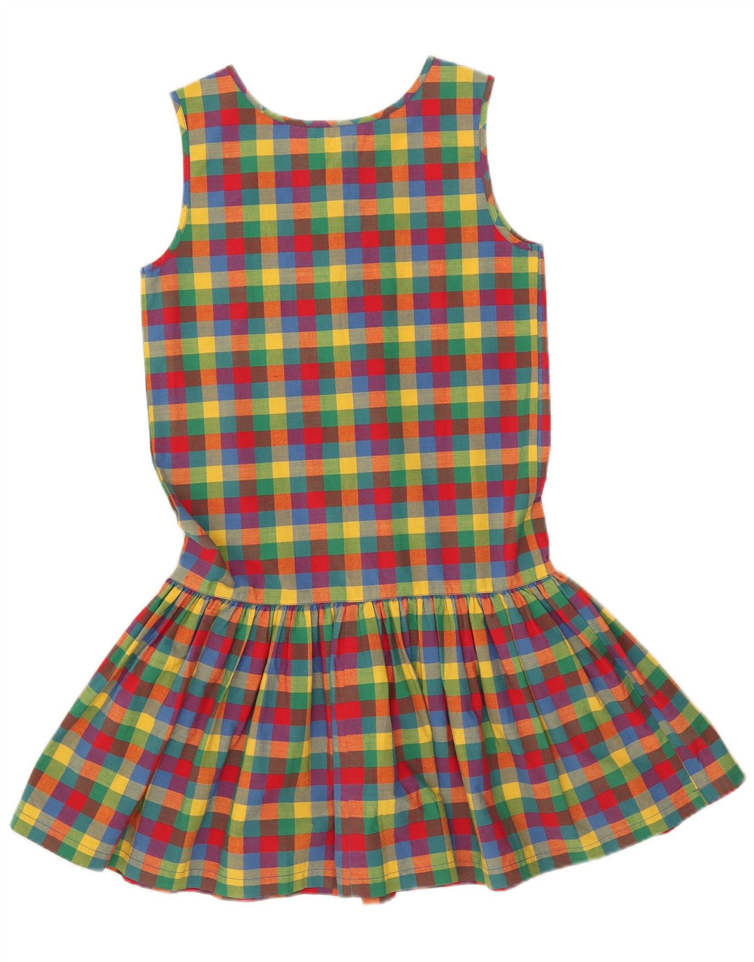 Cacharel Damen ärmelloses A-Linien-Kleid, US 12, großes mehrfarbiges Gingham