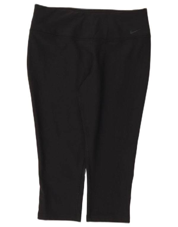 Nike Damen Dri Fit Capri Leggings UK 14 Large Schwarz Polyester