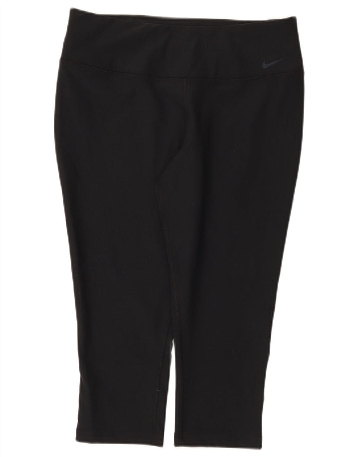 Nike Damen Dri Fit Capri Leggings UK 14 Large Schwarz Polyester