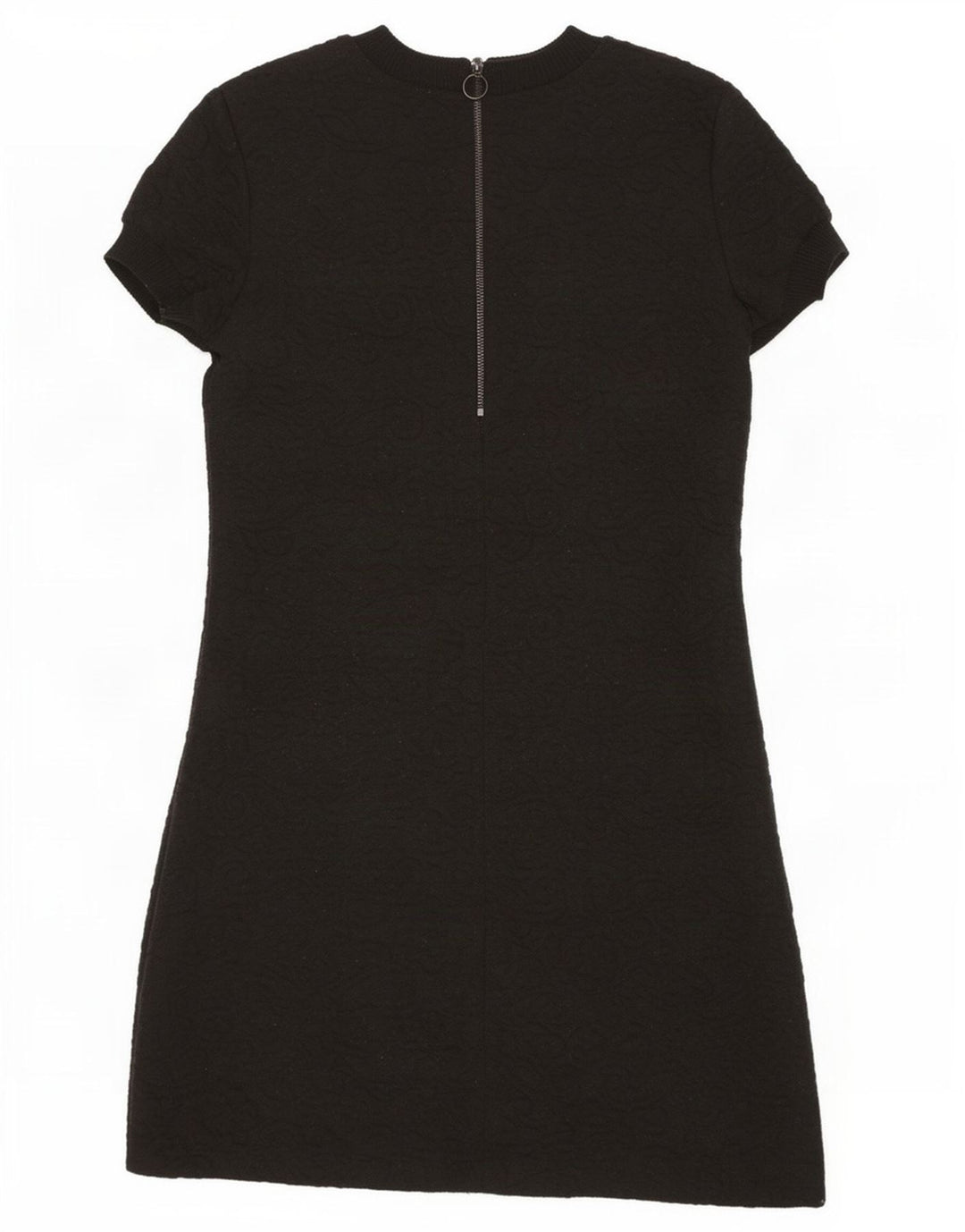 Zara Damen-Basic-Kleid mit kurzen Ärmeln, Größe S, Schwarz, Paisleymuster, Polyester