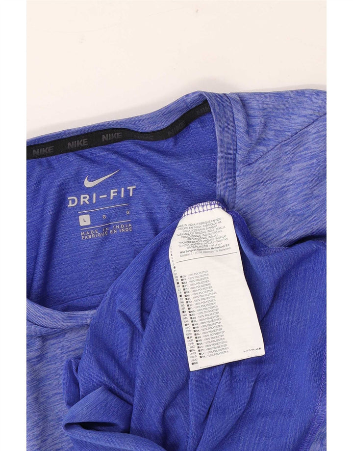 Nike Herren Dri Fit T-Shirt-Oberteil, großes, blau meliertes Polyester