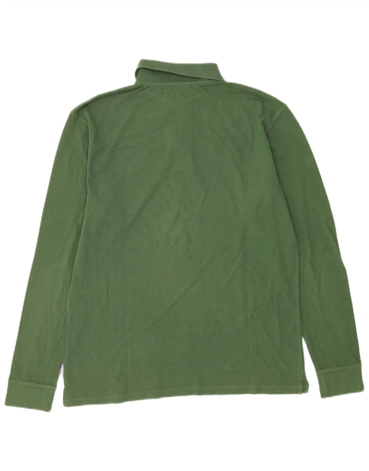 Asics Herren-Langarm-Poloshirt, groß, grüne Baumwolle