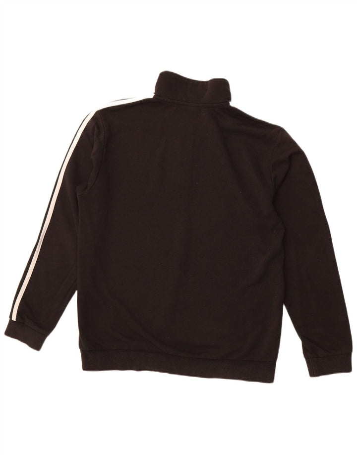 ADIDAS Herren-Sweatshirt mit Reißverschluss am Hals, mittlere schwarze Baumwolle