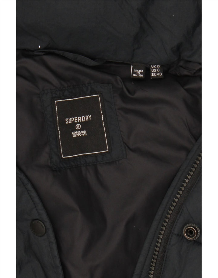 Superdry Damen Wattierte Jacke mit Kapuze UK 12 Medium Schwarz