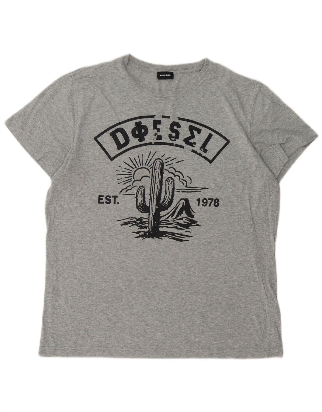 DIESEL Herren Grafik T-Shirt Top XL Grau Baumwolle