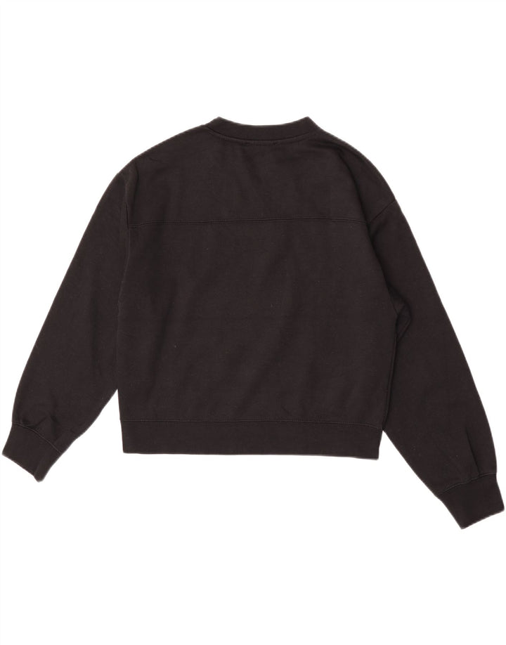 Zara Damen Crop Sweatshirt Pullover UK 14 Medium Schwarz Polyester