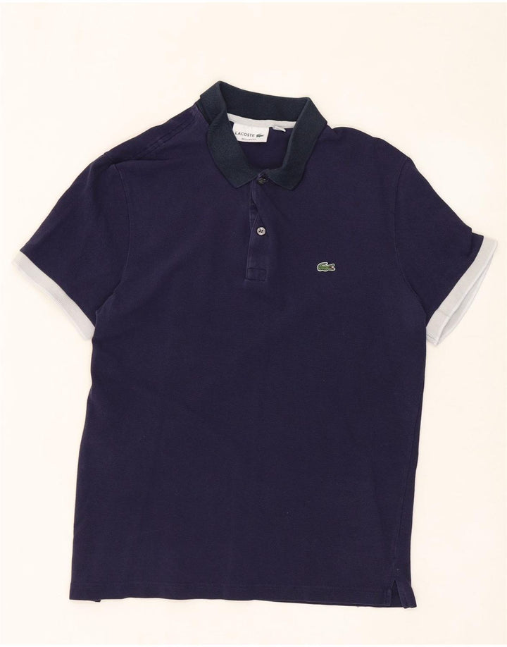 LACOSTE Herren-Poloshirt mit normaler Passform, Größe 4, mittelmarineblaue Baumwolle