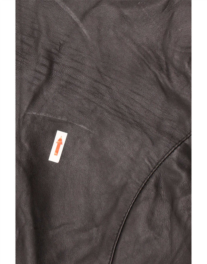 MDK Damen-Blazerjacke aus Leder mit 6 Knöpfen, Gr. 18, XL, Schwarz