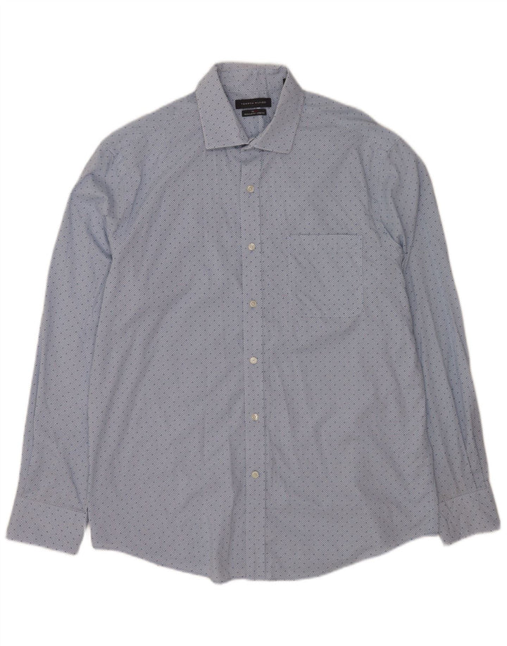 Tommy Hilfiger Herren-Hemd in normaler Passform, Größe 16 1/2, groß, blau kariert, Baumwolle