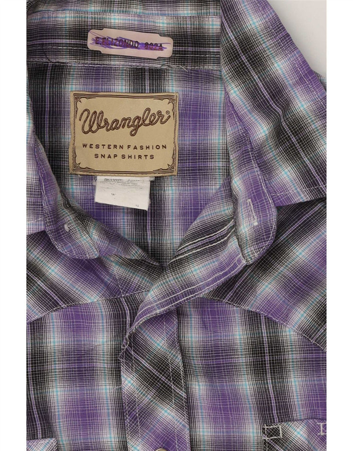 Wrangler Herren Kurzarmhemd Mittellila kariert