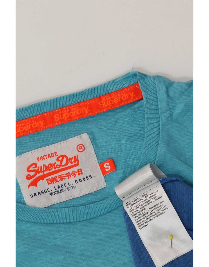 Superdry Herren-T-Shirt-Oberteil, klein, blaue Batik-Baumwolle