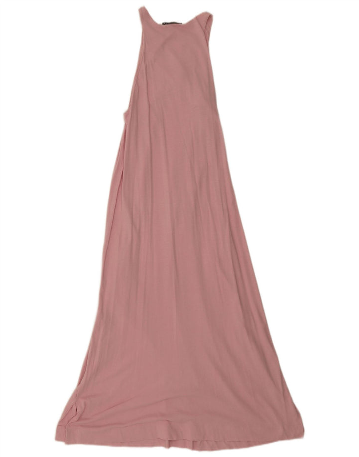 Zara Damen Ärmelloses Maxikleid UK 12 Mittelrosa
