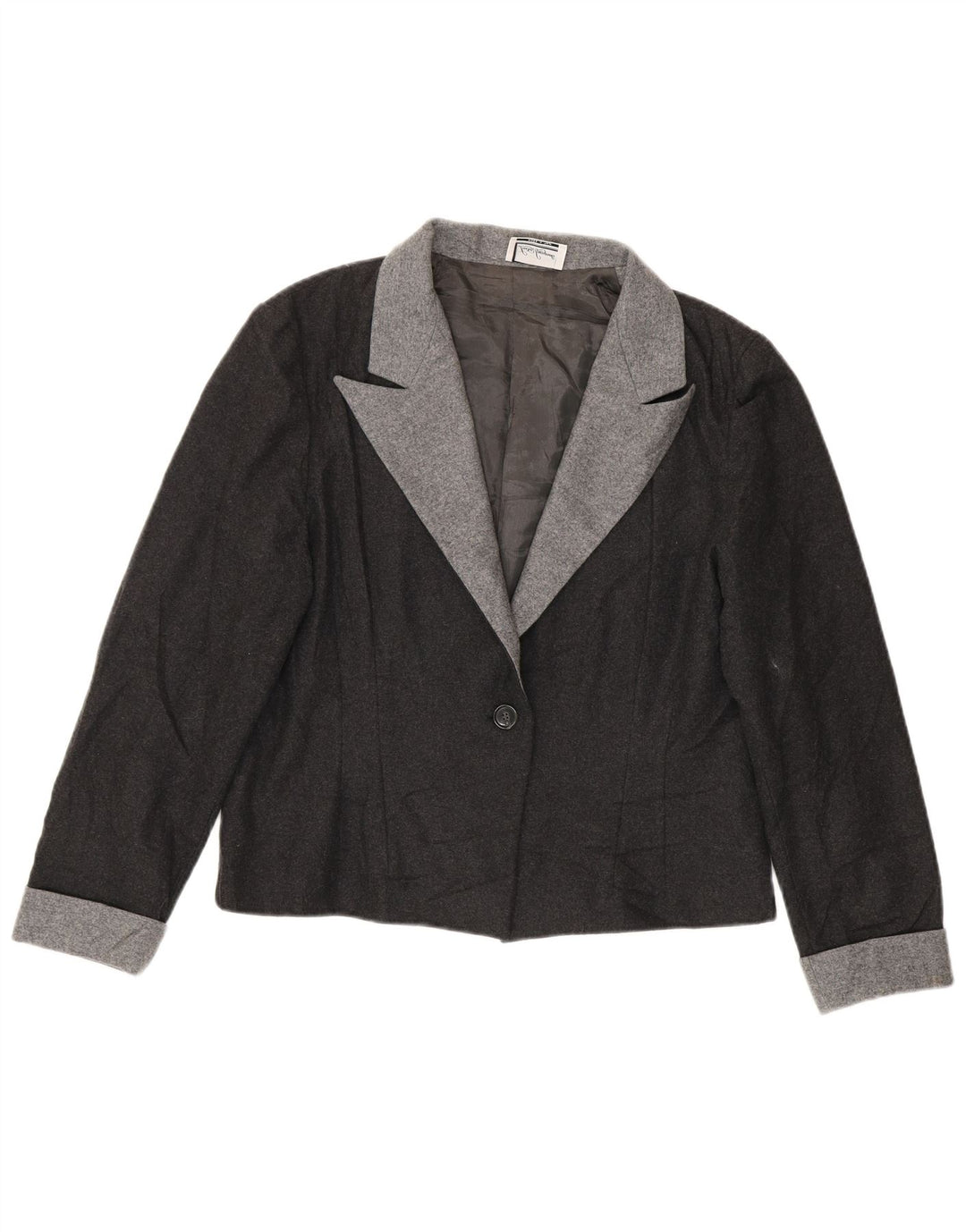 Luisa Spagnoli Damen 1-Knopf-Blazerjacke UK 16 Große graue Wolle